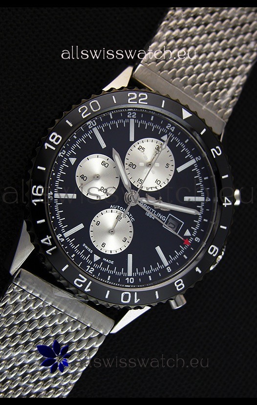 IMG_9081 Breitling Chronoliner Steel-Black Mesh Strap in Black Dial Replica 6