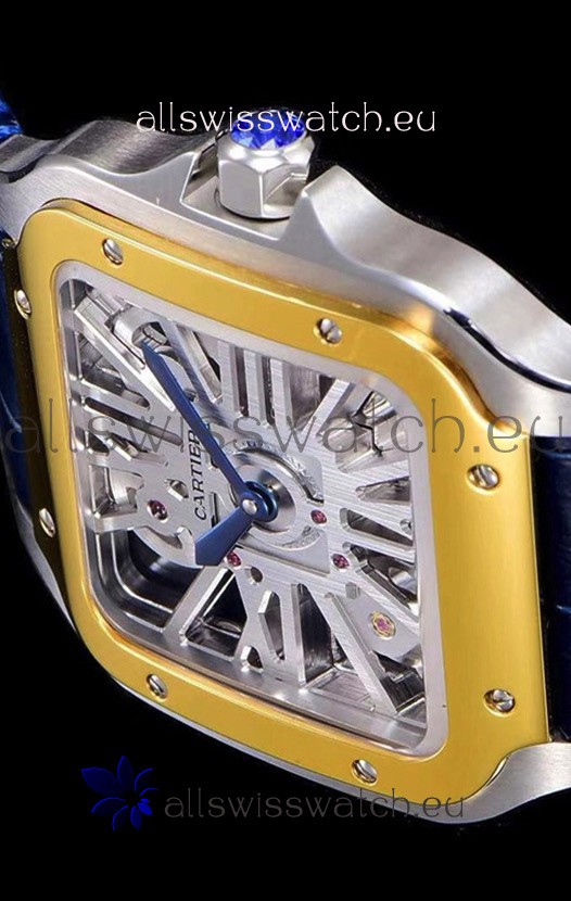 IMG_9081 Cartier Santos DUMONT Skeleton in Two Tone Bezel Replica 6