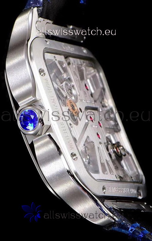 Cartier Santos DUMONT Skeleton in Stainless Steel Replica 6