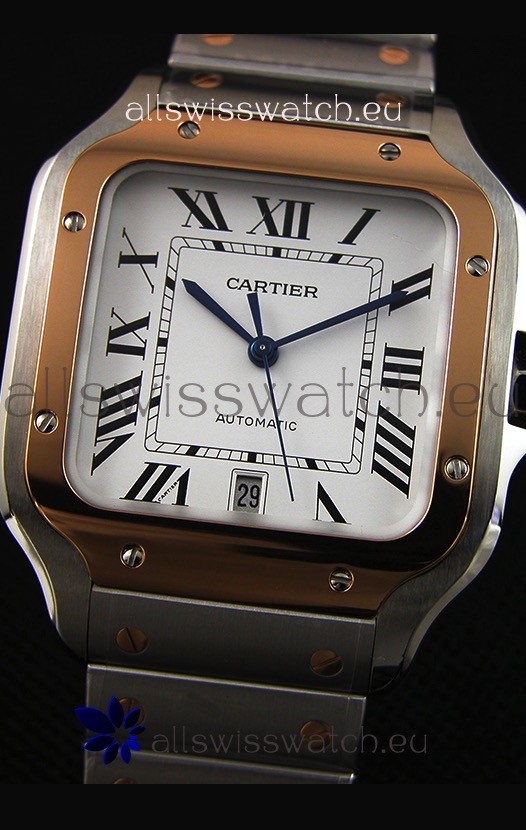 IMG_9081 Cartier Santos De Cartier 1:1 Mirror - 40MM Two Tone Steel Replica 6