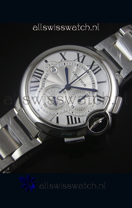 IMG_9081 Ballon De Cartier Chronograph in Stainless Steel Case White Dial - 1:1 Mirror Replica 6