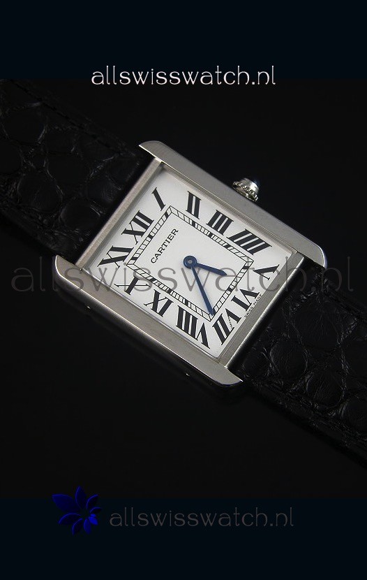 Cartier Tank Solo Quartz Leather Strap Mid Size 28MM Wide Replica 6