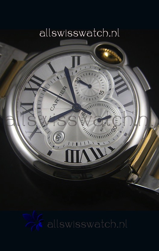 IMG_9081 Ballon De Cartier Chronograph in Yellow Gold Two Tone Case - 1:1 Mirror Replica 6