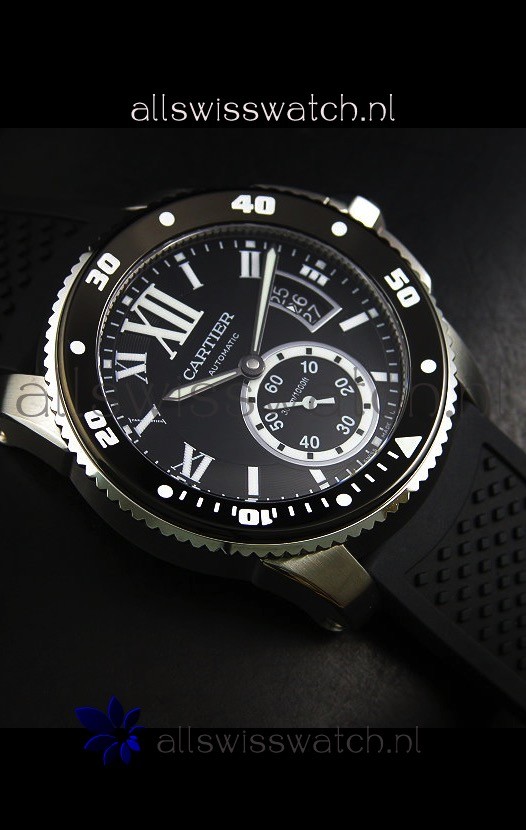IMG_9081 Calibre De Cartier 42MM Black Dial Steel Case - 1:1 Mirror Replica 6