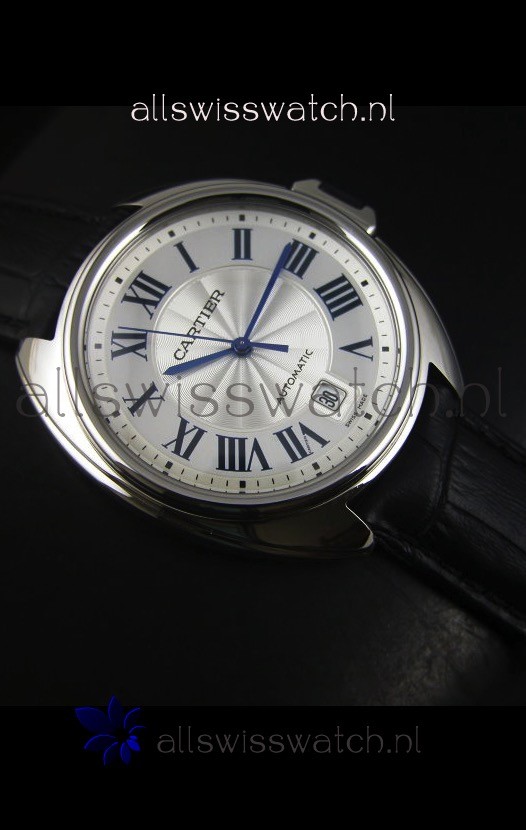 IMG_9081 Cle De Cartier 40MM Steel Case with Leather Steap - 1:1 Mirror Replica 6