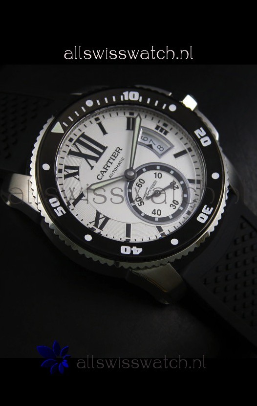 IMG_9081 Calibre De Cartier 42MM White Dial Steel Case - 1:1 Mirror Replica 6