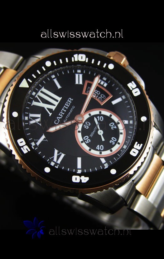 IMG_9081 Calibre De Cartier 42MM Black Dial Two Tone Case - 1:1 Mirror Replica 6