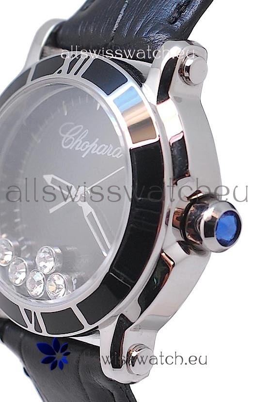 IMG_9081 Chopard Happy Sport Star Shaped Diamonds in Black Dial Replica 6