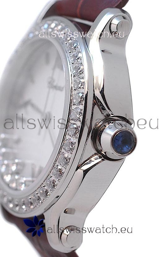IMG_9081 Chopard Happy Sport Star Shaped Diamonds in Brown Strap Replica 6