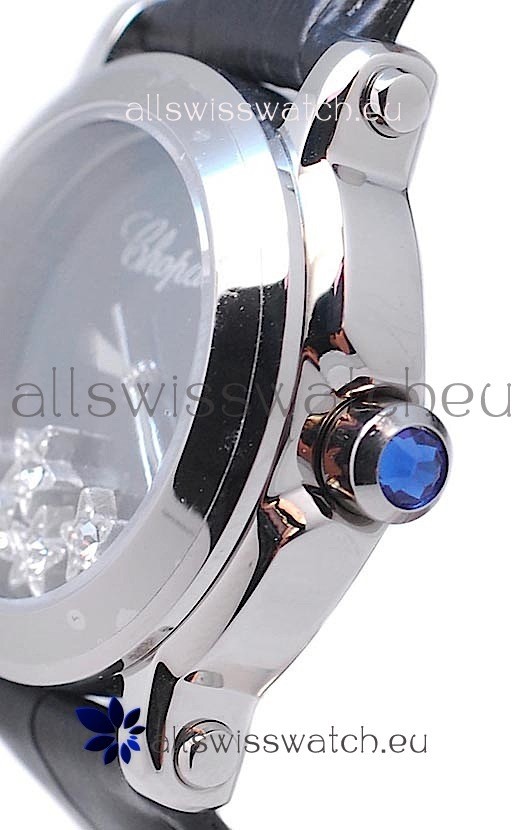 IMG_9081 Chopard Happy Sport Star Shaped Diamonds in Black Strap Replica 6