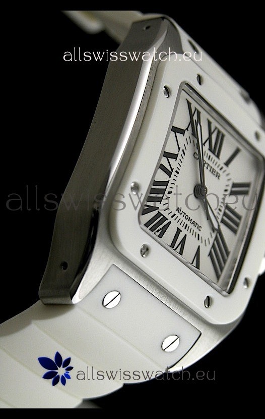 IMG_9081 Cartier Santos Automatic in White Dial Replica 6