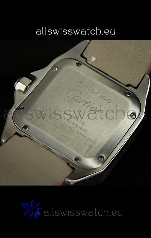 IMG_9081 Cartier Santos Automatic in Pink Strap Replica 6