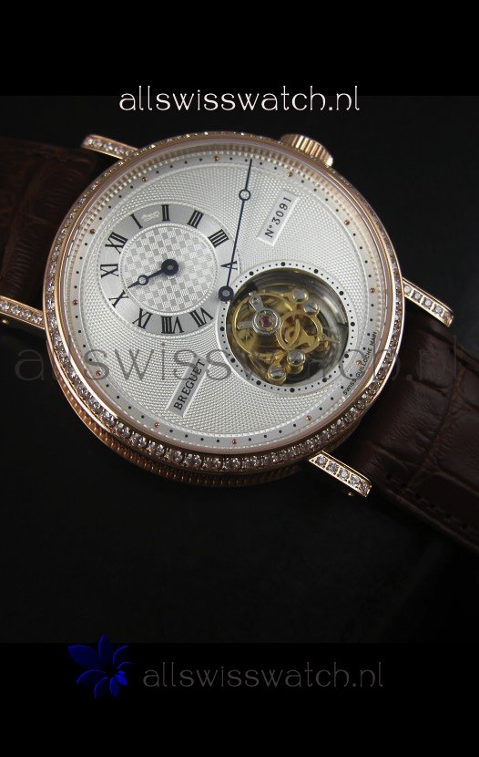 IMG_9081 Breguet Classique Tourbillonin Rose Gold with Diamonds Bezel Replica 6