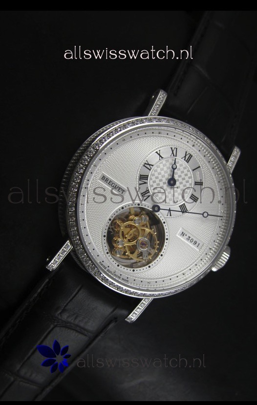 IMG_9081 Breguet Classique Tourbillonin Stainless Steel with Diamonds Bezel Replica 6