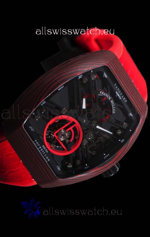 IMG_9081 Franck Muller Vanguard Skeleton Tourbillon Red Carbon Replica 6
