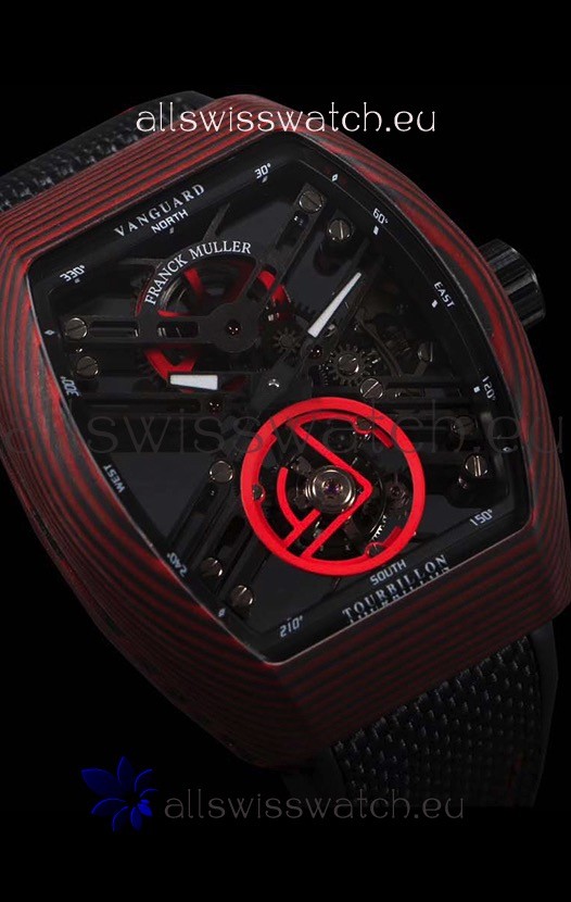 IMG_9081 Franck Muller Vanguard Skeleton Tourbillon Red Carbon Replica 6