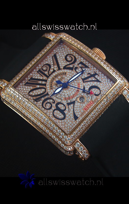 IMG_9081 Franck Muller Conquistador King Automatic in Pink Gold with Nylon Strap Replica 6