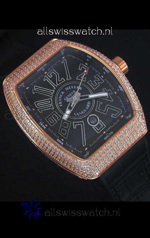 IMG_9081 Franck Muller Vanguard Goldin Black Dial Replica 6