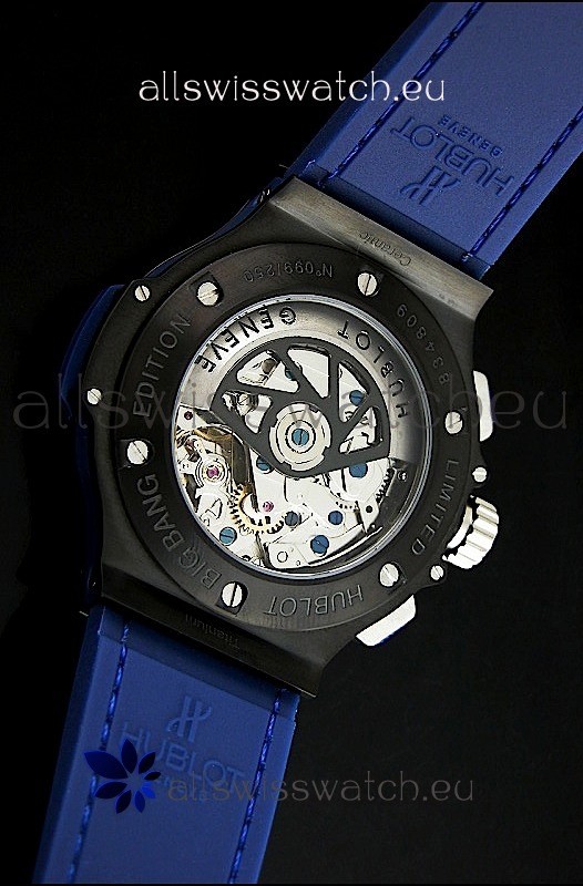 IMG_9081 Hublot Big Bang All Black Edition in Purple Strap and Baguette Diamonds Bezel Replica 6