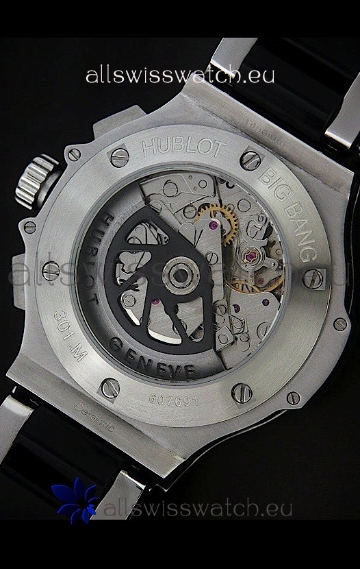 IMG_9081 Hublot Big Bang Steel/Rubber Strap in Black Dial Ceramic Bezel Replica 6