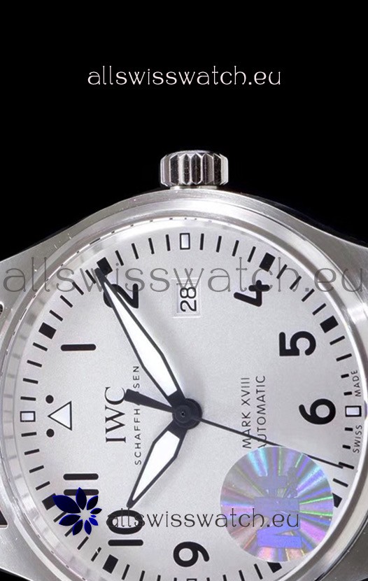 IWC Pilot's MARK XVIII Aviator 1:1 in 904L Steel Case - Beige Nylon Strap Replica 6