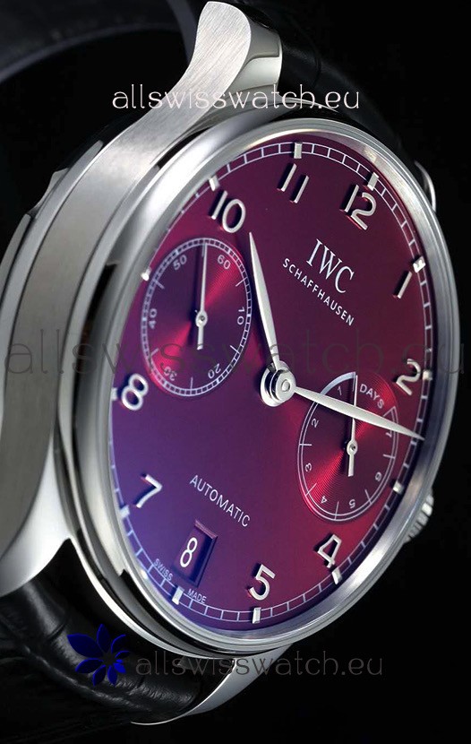IMG_9081 IWC Portugieser IW500714 1:1 Mirror 904L Steel Burgundy Dial Replica 6
