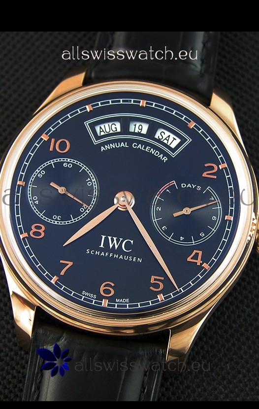 IMG_9081 IWC Portugieser Annual Calender Midnight Blue Pink Gold IW503504 1:1 Mirror Replica 6