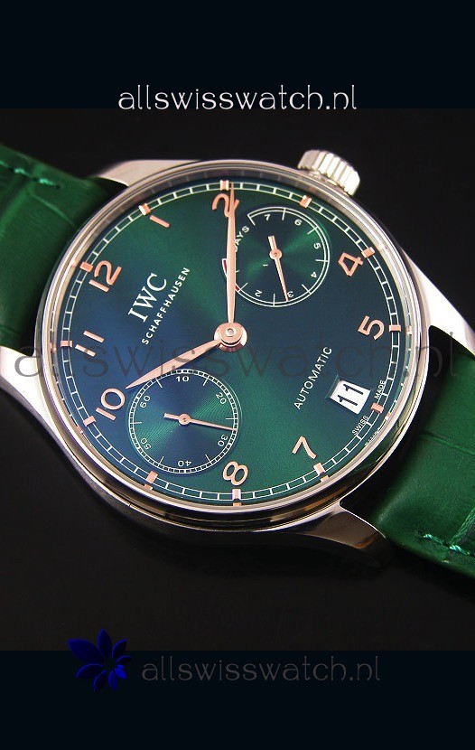 IMG_9081 IWC Portugieser 1:1 Mirror Green Dial Steel Case Replica 6