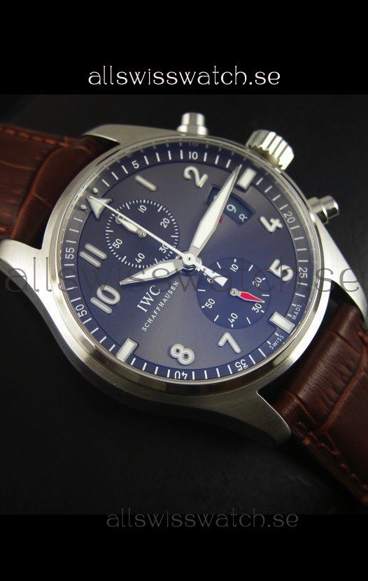 IMG_9081 IWC IW387802 Pilot Chronograph 1:1 Mirror with Leather Strap Replica 6