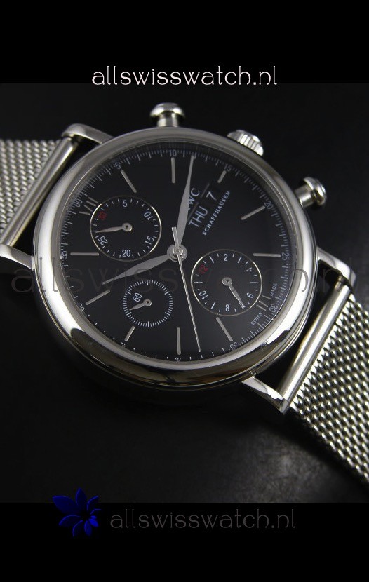 IMG_9081 IWC Portofino Chronograph in Mesh Strap Black Dial Replica 6