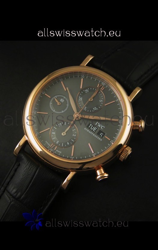 IWC Portofino Chronograph in Rose Gold Case Grey Dial Replica 6