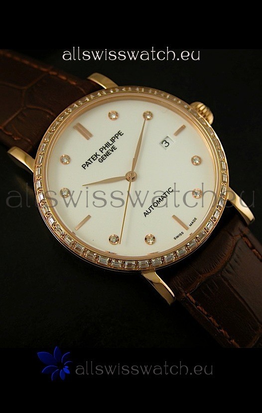 IMG_9081 Patek Philippe Calatrava 5298in Pink Gold Casing - Diamonds Hours Replica 6