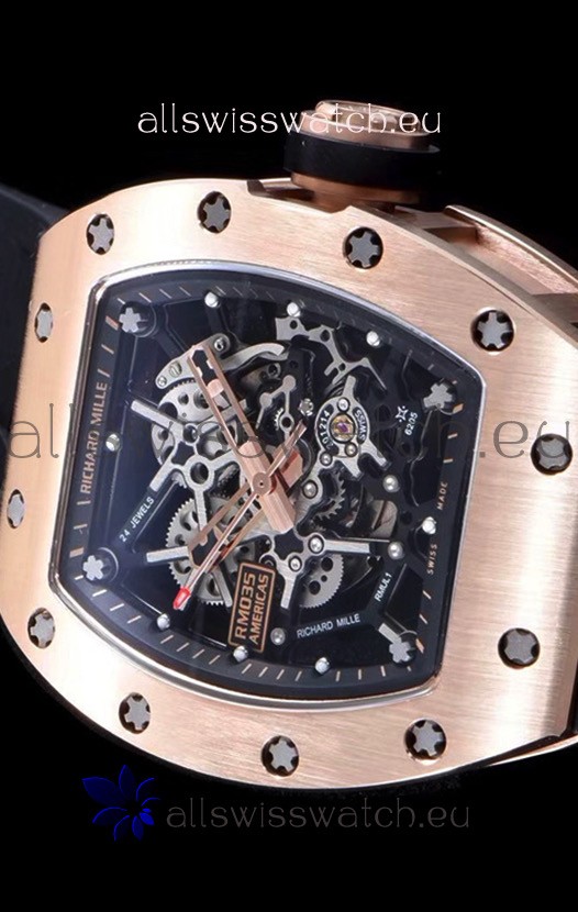 IMG_9081 Richard Mille RM035 AMERICAS 18K Rose Gold in Black Strap Replica 6