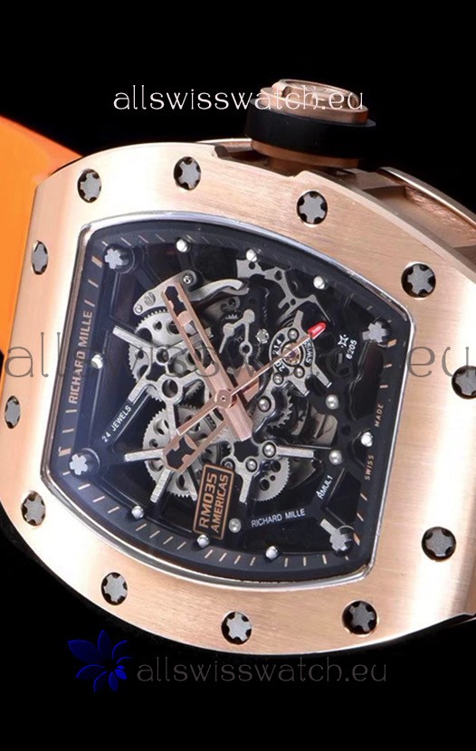 IMG_9081 Richard Mille RM035 AMERICAS 18K Rose Gold in Orange Strap Replica 6