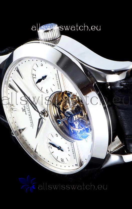 IMG_9081 Jaeger LeCoultre Perpetual Tourbillon 904L Steel Case White Dial Replica 6