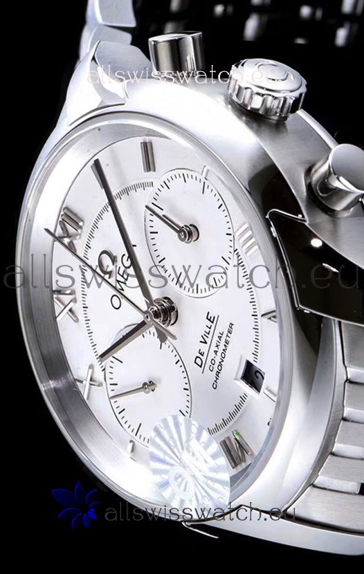 IMG_9081 Omega De Ville Chronograph 1:1 Mirror in White Dial 42MM Replica 6