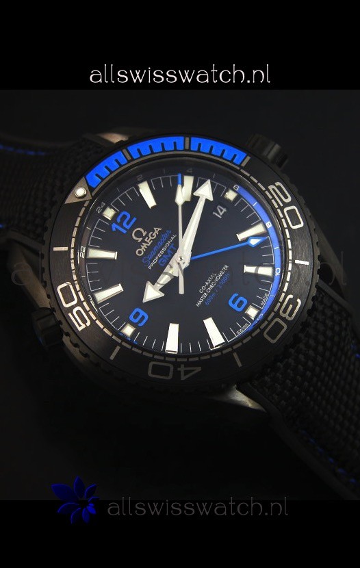 IMG_9081 Omega Seamaster Planet Ocean Deep Black Blue GMT 1:1 Edition Replica 6