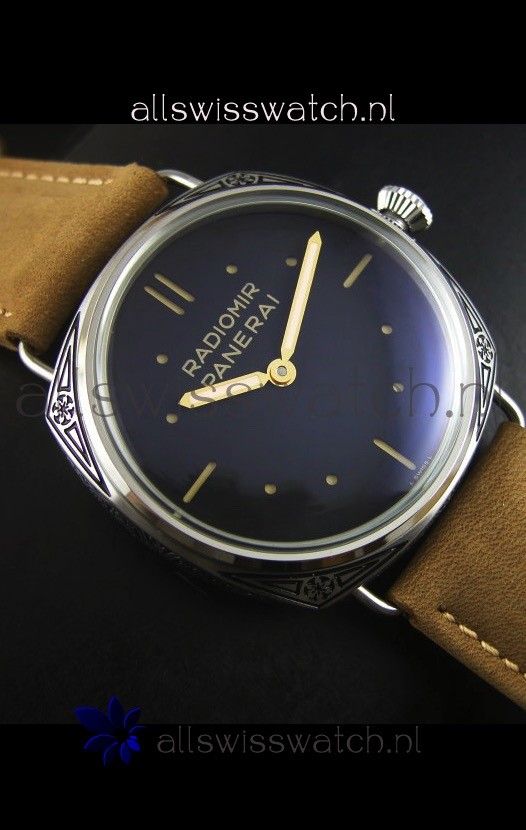 IMG_9081 Panerai Radiomir PAM425 Floral engraved Case in Stainless Steel Case Replica 6