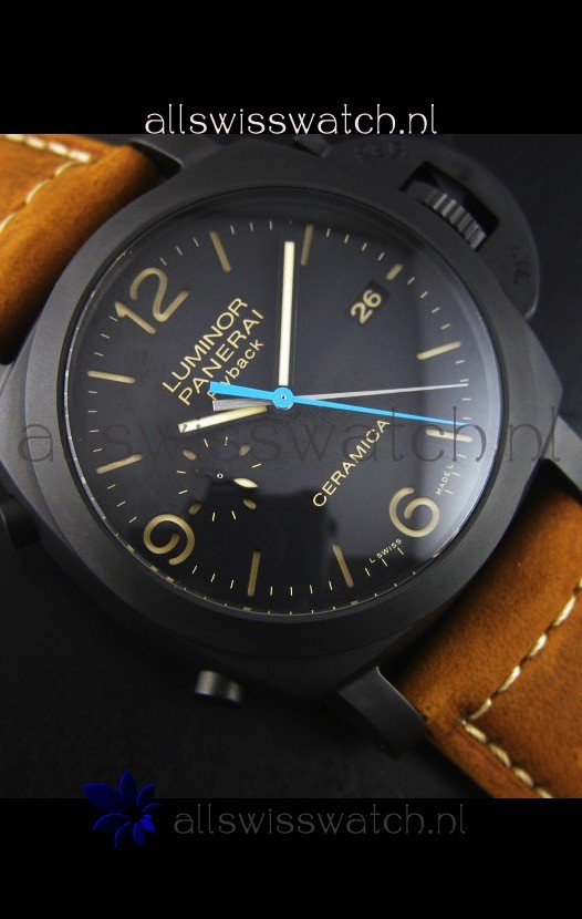 IMG_9081 Panerai Luminor PAM00580 1950 3 Days Chrono Flyback Ceramica P.9100 Movement Replica 6
