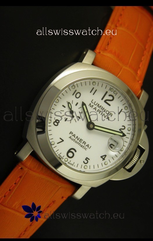IMG_9081 Panerai Luminor Marina PAM49 40MM - Orange Strap Replica 6