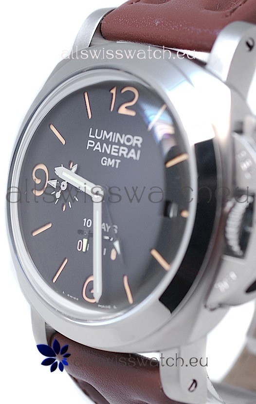 IMG_9081 Panerai Luminor GMT 10 Daysin Brown Strap Replica 6