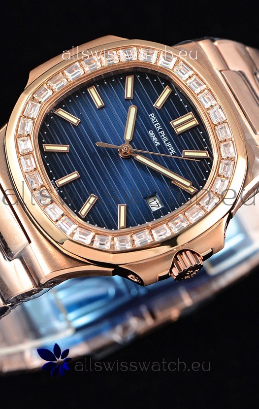 IMG_9081 Patek Philippe Nautilus 5711/1R 1:1 Mirror - Baguette Diamonds Bezel Replica 6