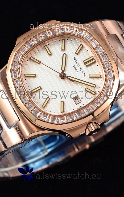IMG_9081 Patek Philippe Nautilus 5711/1R 1:1 Mirror - Baguette Diamonds Bezel Replica 6