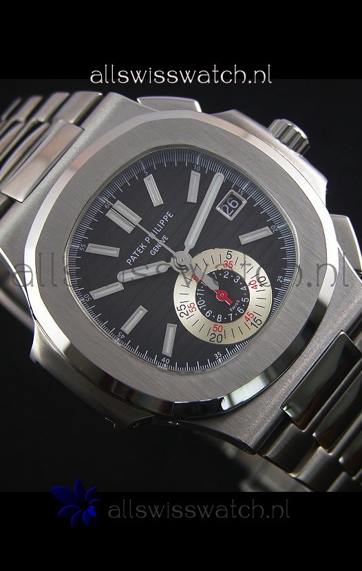 IMG_9081 Patek Philippe Nautilus 5980 Chronograph Steel Case in Black Dial - 1:1 Mirror Replica 6