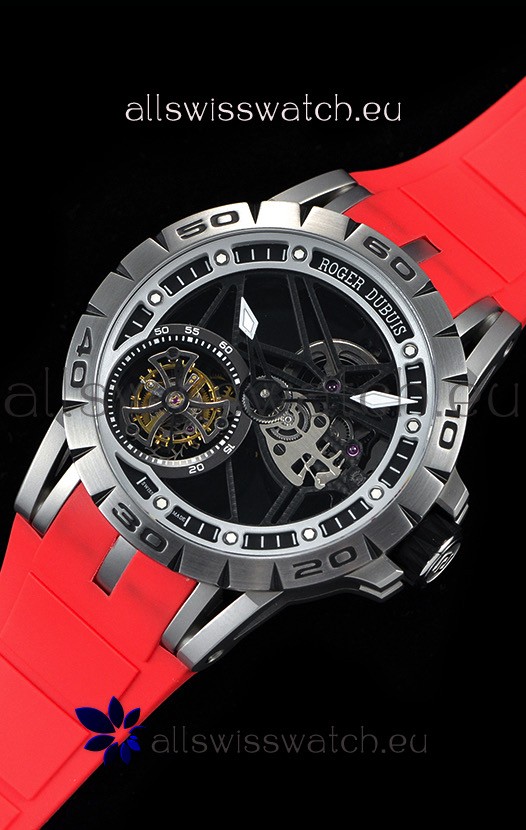IMG_9081 Roger Dubuis Excalibur Spider Flying Tourbillon Skeleton Titanium Casing 1:1 Mirror Replica 6