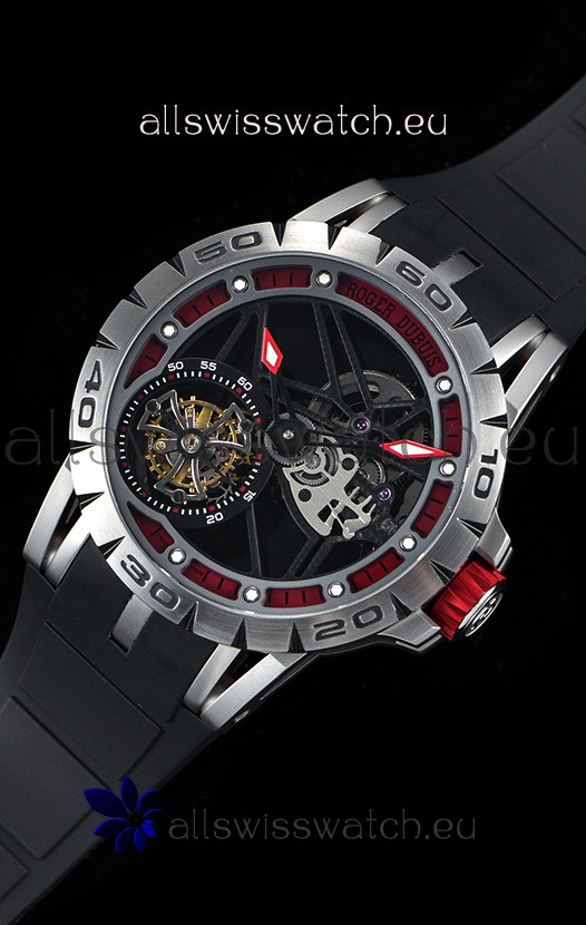 IMG_9081 Roger Dubuis Excalibur Spider Flying Tourbillon Skeleton Titanium Casing 1:1 Mirror Replica 6