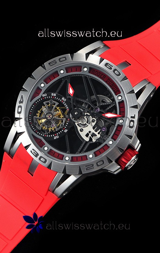 IMG_9081 Roger Dubuis Excalibur Spider Flying Tourbillon Skeleton Titanium Casing 1:1 Mirror Replica 6