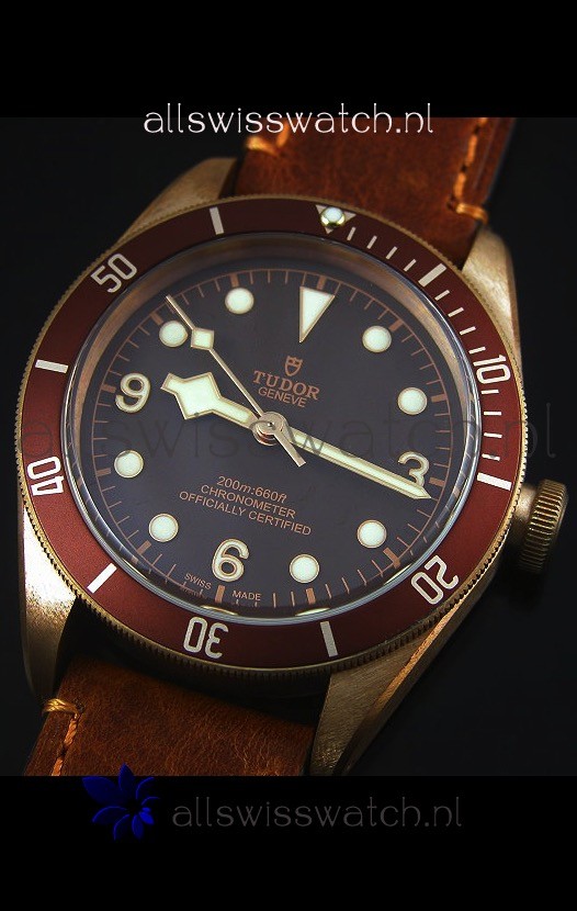 IMG_9081 Tudor Heritage Bay Bronzewith Leather Strap Replica 6
