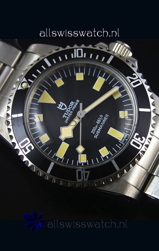 IMG_9081 Tudor Oyster Prince Vintage 200M Black Dial Squre Markers 1:1 Mirror Replica 6