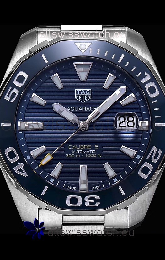IMG_9081 Tag Heuer Aquaracer Calibre 5 1:1 Mirror Blue Dial Replica 6